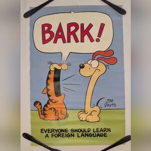 RARE Vintage 1978 Argus Garfield BARK! Foreign Language 14"x21" Poster Jim Davis